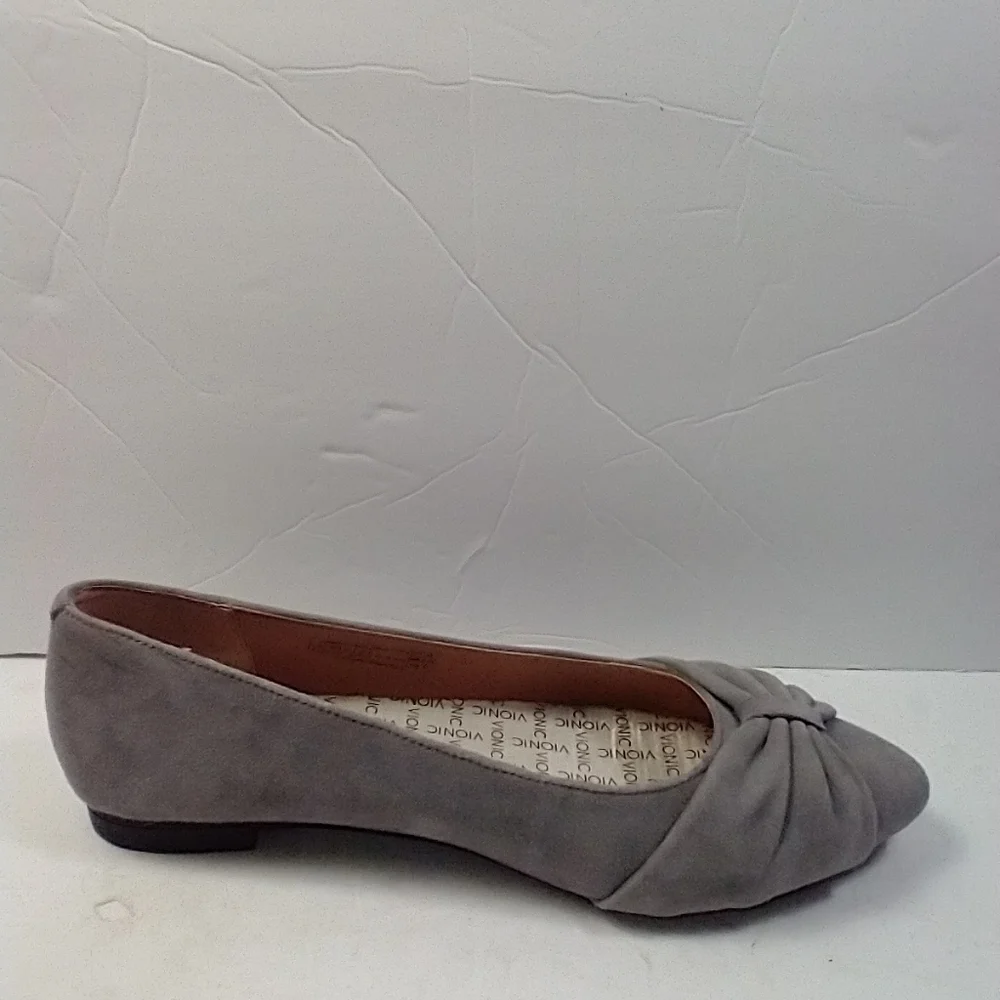 Vionic Gramercy Ballet Flats Pointed Gray Suede Comfort Shoes Women's sz 6.5.